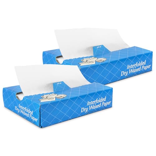 Fit Meal Prep 1000 Sheets 12 x 10.75” Dry Wax Paper Sheets for Food, Greaseproof Sandwich Wrapping, Interfolded Deli Wax Paper for Fries, Burgers, Food Basket, Made in USA