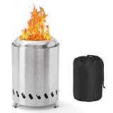 Feuerschale Rauchfreie, Mini Feuerschalen 14x14x20cm Edelstahl Tragbar Feuerstelle für Pellets & Holz, Raucharmer Tischkamin Outdoor mit Funkenschutz & Aufbewahrungstasche für Garten, Balkon & Camping
