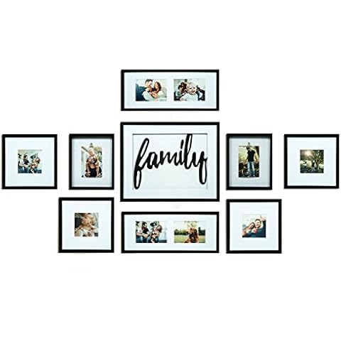 Gallery Perfect 9 Piece Black Family Photo Frame Gallery Wall Kit Cover