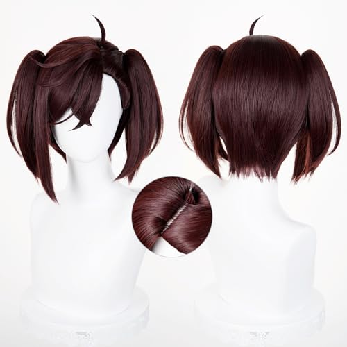 Image of LABEAUTE Unsex Cosplay Wig for Men Woman for Short Straight Cosplay Wig with Bangs for Anime Heat Resistant Hair for Party and Halloween (Dark Brown)