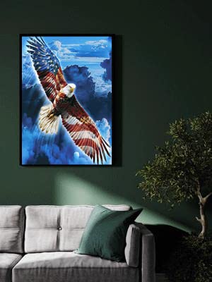 Filaslft Eagle Diamond Painting Kits For Adults,American Flag Diamond Art Full Drill,Diy Patriotic Diamond Painting Eagle Flag,Perfect For Home Decoration Festival Gift 12X16 Inch. #TOP3