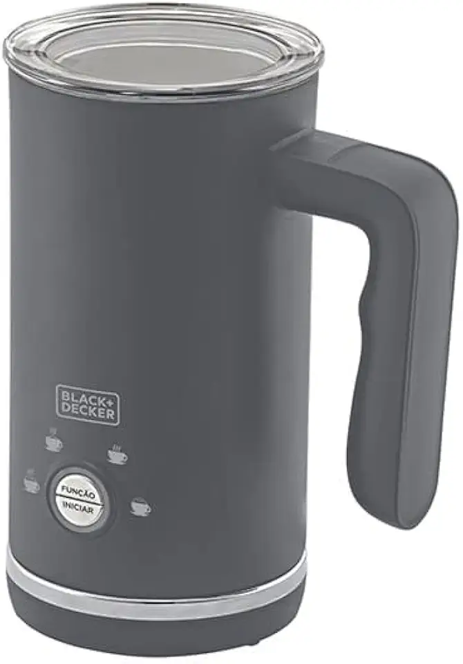 BLACK+DECKER Espumador de Leite Gourmand Gris, com 4 Funções e Tampa Anti Vazamentos, Capacidade de 300ml, Modelo EL500, 220V