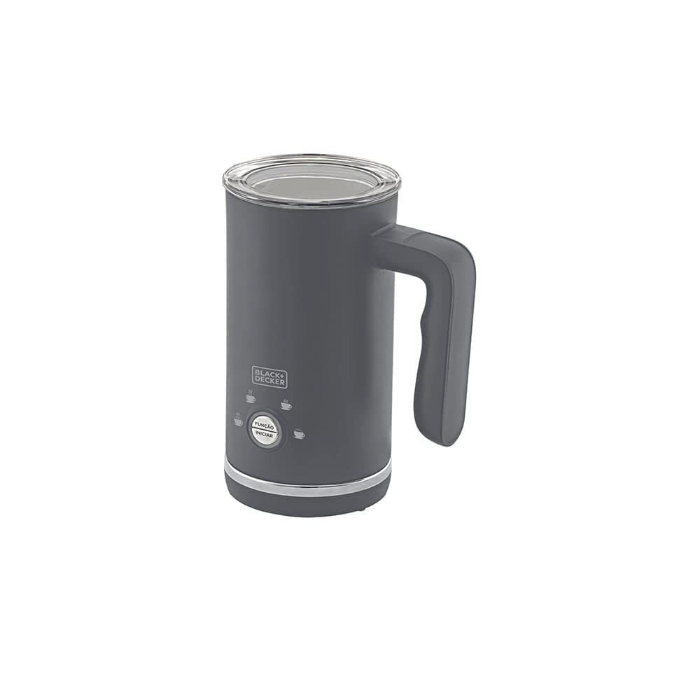 BLACK+DECKER Espumador de Leite Gourmand Gris, com 4 Funções e Tampa Anti Vazamentos,