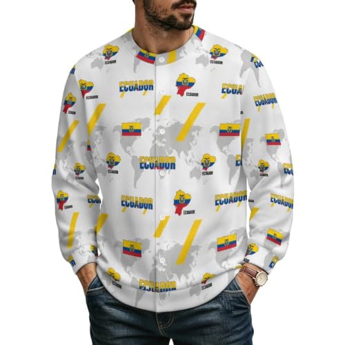 Mens Cardigan Sweater Fit Knit Ecuador Flag Sweaters Long Sleeve Sweaters Medium