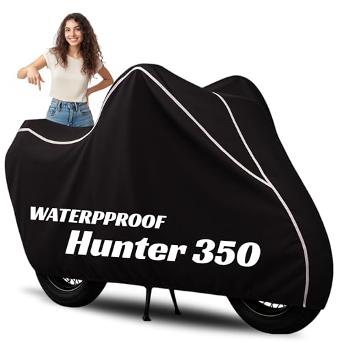100% Waterproof Hunter 350 Bike Cover | Polyester Body Cover for Rain & Sun | UV Protection, Dustproof, Scratch Resistant, Windproof, Heat Resistant, Vehicle Specific Fit (Black)