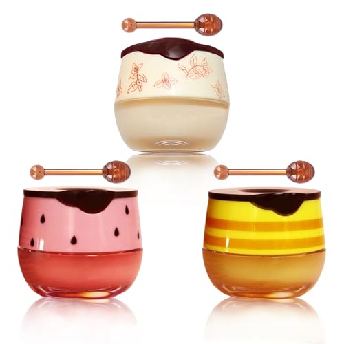 3 Pcs Bee Balm Honeybalm Honey Lip Balm Honey Balm Uk Lips Bee Lip Balm For Day And Night Use With Lip Brush For Dry Flaky Cracked Lips For Both Men And Women (Vanilla/Strawberry/Honey)
