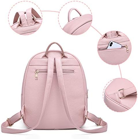 Women Backpack, Myhozee Rucksack Ladies Lightweight Leather PU Daypack Casual School Travel Small Backpack Handbag for Girls Teenager(Beige)