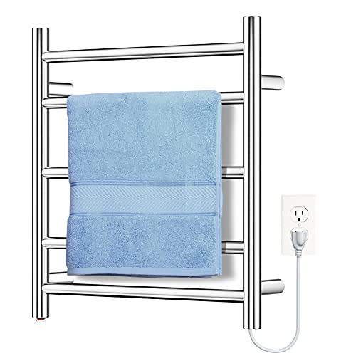 Zoomerry Heated Towel Rack, 5 Bars Electric Towel Warmer For Bathroom, Sus 304 Stainless Steel Towel Warmer Rack Wall Mount, Plug-In Towel Heater (Polished, Round) #TOP7