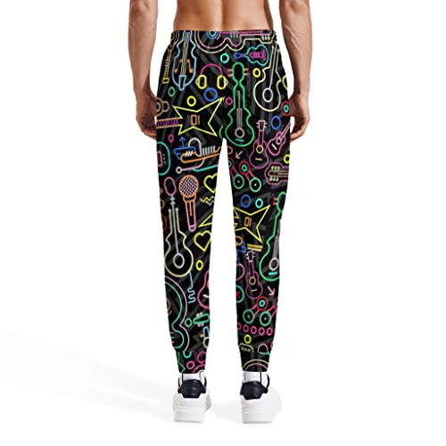 Lisainmay Men's Jogger Pants Guitar Sweatpants Funny Rock And Roll Jogger Workout Track Pants With Pockets Running Athletic Pants With Elastic Waist Red #TOP2