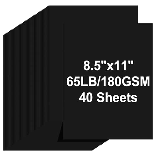 Cardstock 8.5 X 11 40 Sheets Black Card Stock 65lb/ 180gsm Copy Paper Cardstock Printer Paper For Art Painting Invitations DIY Cards Craft Construction School & Office Supplies