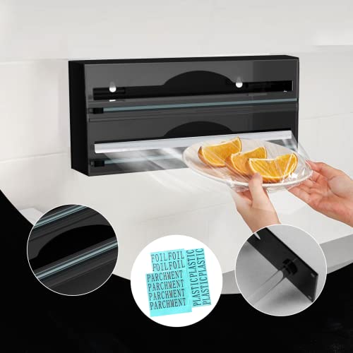 Foto von AXOTEN Acryl 2 in 1 Folienspender Mit Cutter,Frischhaltefolie abroller,Frischhaltefolie abroller Folienspender ​Aus Acryl Frischhaltefolie,Für Küchenschublade (2 Steckplatz)