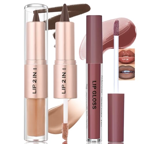 Wugbc Lip Liner and Gloss Set, 2 in 1 Lip