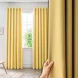 📚『Bonne Tissu』Les rideaux composés de 100% Polyester tissu (GSM: 230g/m2), sont dotés de deux pièces avec des œillets pour obscurcir la pièce dans la chambre à coucher et peuvent être lavés en machine. préserver la chaleur et protecter la confidentialité grâce à la technologie de tissage triple.