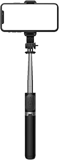 Soporte de trípode para teléfono, Poste portátil para Selfie con luz de Relleno de Colores, Material ABS y Extensible, Compatible con teléfono Celular, Galaxy, etc., Negro/, (2.09 x 1.5 x