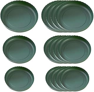Misazy Plant saucers, Set of 15 Green Plant Tray - Plant Pot Saucers and Plant Pot Trays in 3 Sizes (14cm, 16cm, and 18cm) - Surface Protection for Household Plants