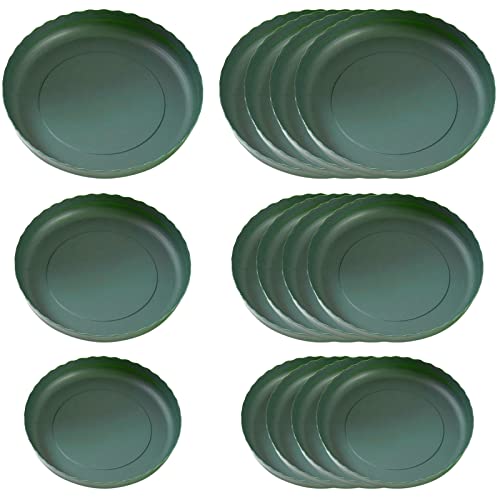 Misazy Platillos para Plantas, Plato Maceta - Set of 15 Verdes Platos para Macetas with Assorted Diameters of 14cm, 16cm, and 18cm, Protección de Superficies para Plantas domésticas
