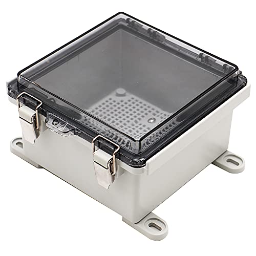 Makerele Electrical Junction Box,Hinged Cover Transparent Lid Ip67 Outdoor Electrical Project With Plastic Enclosure 5.9×5.9×3.5 Inch(150×150×90Mm) #TOP4