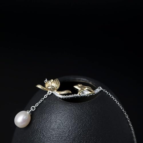 Collier grenouille feuille de lotus en argent, le cadeau d'anniversaire romantique idéal