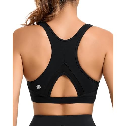 RUNNING GIRL Sports Bras for Women High Support Moulded Cup High Impact Sports Bras Racerback Workout Running Yoga Bra 3045 Black X-Large