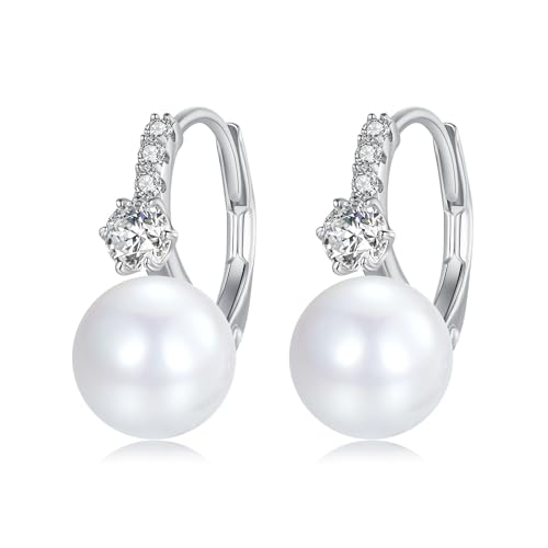 Boucles d'oreilles argent sterling perles coquillage simulées clous levier femmes