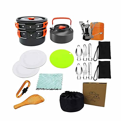キャンプ用調理器具キット アウトドア アルミニウム クッキングセット ウォーターケトル パン ポット 旅行 ハイキング ピクニック BBQ 食器用品