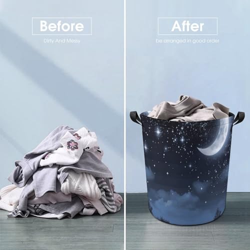 Grand panier à linge suspendre salle de bain imperméable rangement lune - 7