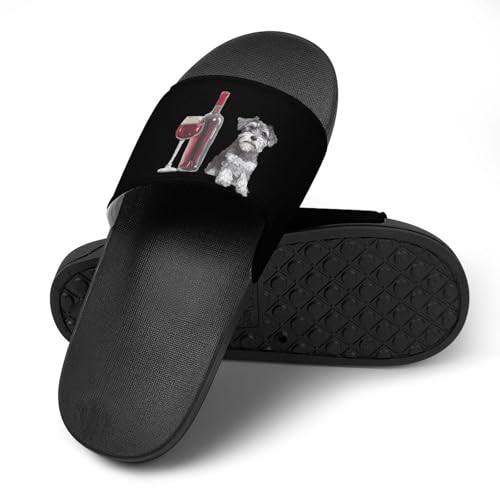 Schnauzer and Wine Non Slip Slides Sandals for Women Men Quick Drying Shower Shoes for Bathroom Pool Beach4
