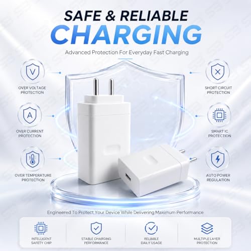 Image of SB 100W SuperVOOC Charger with USB Type C Cable, Fast Charger for OnePlus, Realme & Oppo, VOOC Warp Dash SuperDart Charging Adapter, BIS Certified