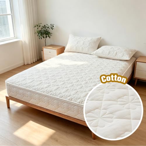 Protector de colchón acolchado algodón transpirable 180x200 suave lavable azul 5