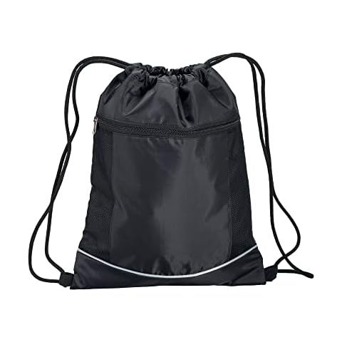 Artexia Sports Backpack Bag Gym Sack Sports Gymnastics Swimming Bag Drawstring Gym Waterproof Travel School Shoes Kindergarten Children Adults Unisex, Black Pocket Cover
