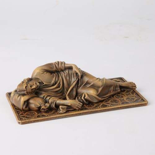BC BUILDCLASSIC BC Katolicki śpiący św. Józef statuetka modlitwa, figurka religijna, prezent na parapetówkę, pobożny wystrój domu, 15 cm L, rzeźba renesansowa ręcznie wykonana przez Buildclassic