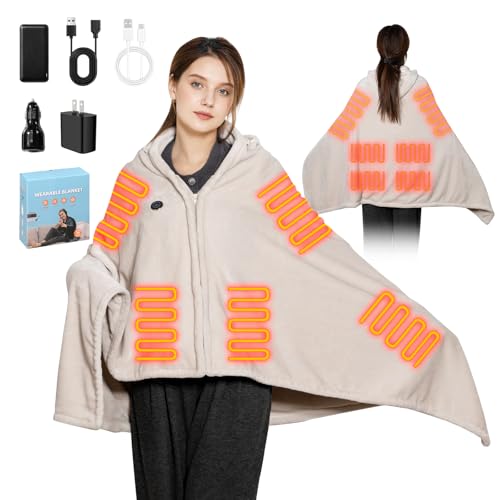 Rechargeable Cordless Heated Hooded Blanket (20000mAh)