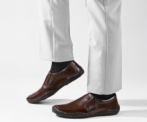 Image of LOUIS STITCH Genuine Leather Formal Slip On Shoes for Men | Ultra Lightweight and Flexible Rubber Sole Men's Slipon Loafer Shoes | LSAXSO |