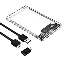 External Hard Drive Enclosure , SATA to USB 3.0 2.5 inch SSD HDD 7mm 9.5mm Clear Hard Drive Case Supports UASP SATA Clear