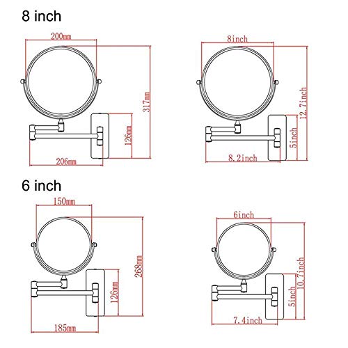 Miroir cosmétique pivotant robuste 8 pouces avec double face chrome 7X