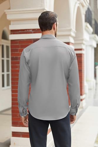 Image of COOFANDY Mens Stretch Dress Shirts Long Sleeve Button Down Shirt Regular Fit Formal Business Shirts