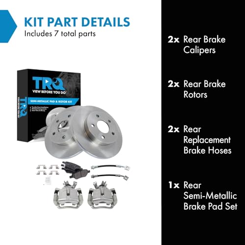 Image of TRQ Rear Brake Pad & Rotor Kit Semi-Metallic Compatible with 2005-2008 Chevrolet Cobalt 2008-2010 HHR 2007-2009 Pontiac G5 2004-2007 Saturn Ion