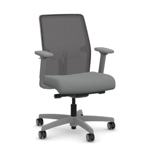 Image of HON Ignition 2.0 Mesh Ergonomic Office Chair, Synchro-Tilt Control with Seat Slider, Home Office Desk Chairs, Adjustable Arms and Lumbar Support, Charcoal Mesh Back, Ash Seat Fabric, Titanium Frame