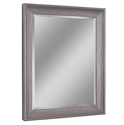 Head West Gray Transitional Driftwood Framed Beveled Wall Mirror, Vanity Mirror, Bathroom Mirrors, Rectangle Mirrors, Living Room Mirrors - 26.5" x 32.5"