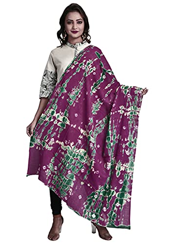 Image of Women's Pure Cotton Multi-Colored Traditional Authentic Tie Dye with Bandhej Bandhani Dupatta Chunni