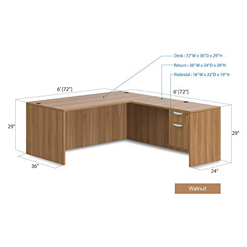 GOF 1 Person Workstation Cubicle (6\'D x 6\'W x 4\'H) / Office Partition, Room Divider (60\" h Cubicle with Desk, Walnut)