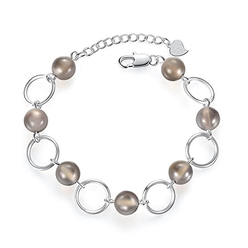 Bracelet de perles de cristal gris pour femme aux finitions exquises