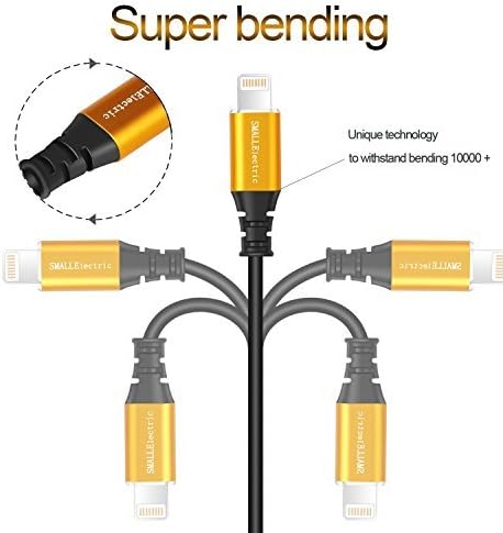 iPhone Cables 6FT 3Pack SMALLElectric iPhone Charger Cable 6 Feet Long Sync Charging Cord Compatible with iPhone X Case XS Max XR / 8/8 Plus / 7/7 Plus / 6/6 Plus / 5S / iPad iPod Case,Black