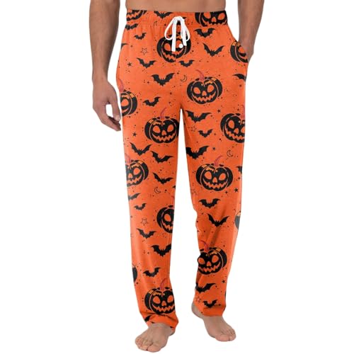DuDubaby Halloween Pajamas Pajama Pants Men's Sleepwear Lounge Pajama Bottoms Drawstring Sleep Night Pants