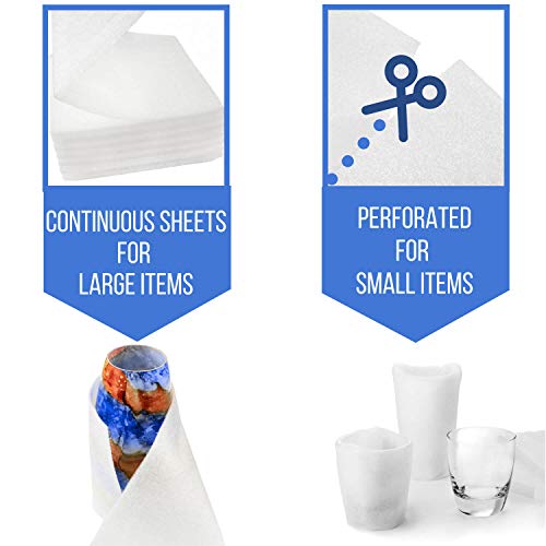 Mrs Fizz Packing Foam Sheets - Moving Supplies Cushion Wrap Material for Dishes, China, Kitchenware, Glassware, Glasses, Plates, and Pictures for Shipping and Storage Boxes, 12x12, 50 Pack