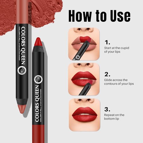 Image of Colors Queen Color It All Crayon Lipstick | Lightweight & Long Lasting Last Upto 18 Hours | Creamy Matte Finish | Smudge Proof & Waterproof Lipstick for Women with Sharpener (Chocolate, 3.5g)