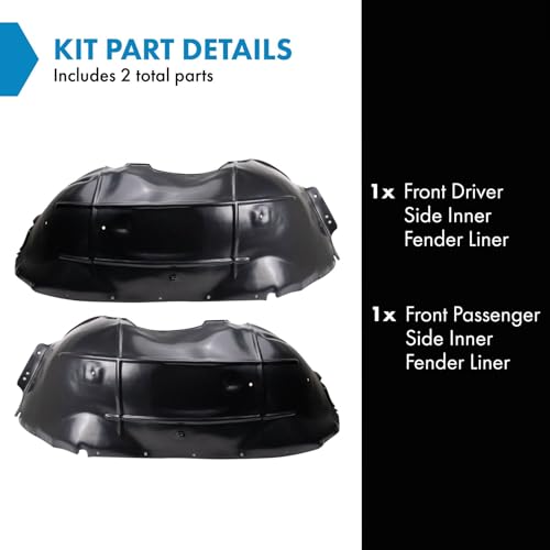 Image of TRQ Front Driver and Passenger Side Inner Fender Liner Set Compatible with 2015-2020 Cadillac Escalade