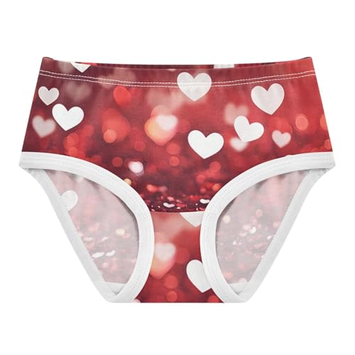 Cotton Toddler Underwear Floral Valentines Red White Hearts Panties Little Girl Artistic Briefs Undies Kids 2t