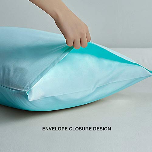 FLXXIE Microfiber Pillow Cases Queen Size Set of 2, Soft Pillowcases with Envelope Closure, Wrinkle Resistant Pillow Covers, 20x30, Aqua