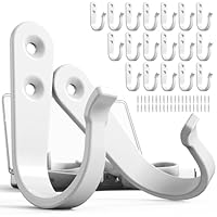 BREYDROK Hook for Hanging - 20PCS Hook for Hanging, Wall Hooks for Coats, Heavy Duty Single Prong Wall Hooks with 40 Pieces Screws (White)